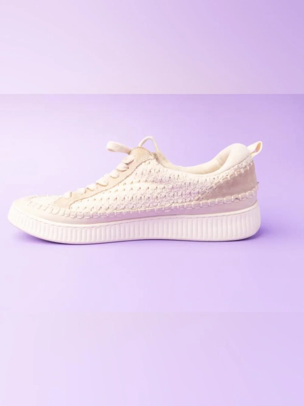 Dolce Vita Cream Woven Platform Sneakers - Picture 6 of 11